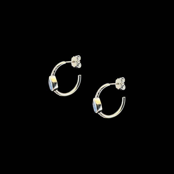 BOUCLES D'OREILLES OR GRIS 750 DIAMANTS SAPHIRS – Image 2