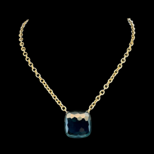 COLLIER POMELLATO PENDENTIF TOPAZE BLEU OR ROSE 18 CARATS