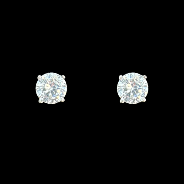 BOUCLES D'OREILLES CLOUS OR GRIS 18 CARATS ZIRCON