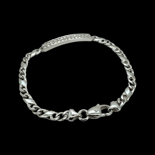 BRACELET GOURMETTE OR GRIS 750 DIAMANTS – Image 2