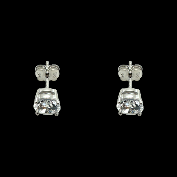 BOUCLES D'OREILLES CLOUS OR GRIS 18 CARATS ZIRCON – Image 3