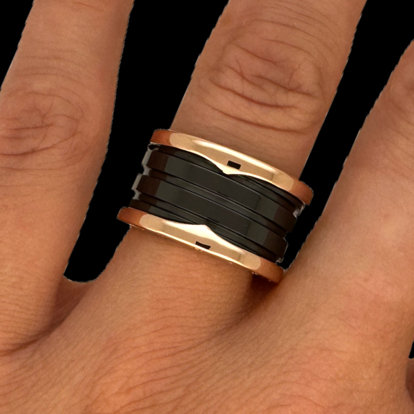 BAGUE BVLGARI B.ZERO CÉRAMIQUE OR ROSE – Image 4