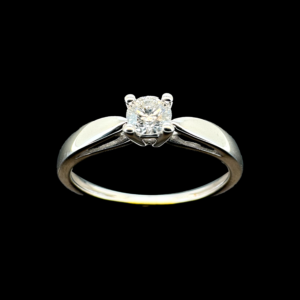 BAGUE SOLITAIRE EN OR BLANC 750
