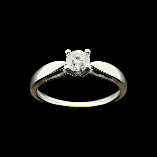 BAGUE SOLITAIRE EN OR BLANC 750