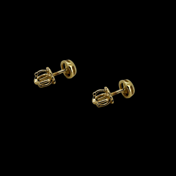 BOUCLES D'OREILLES CLOUS EN OR JAUNE 750 DIAMANTS – Image 2