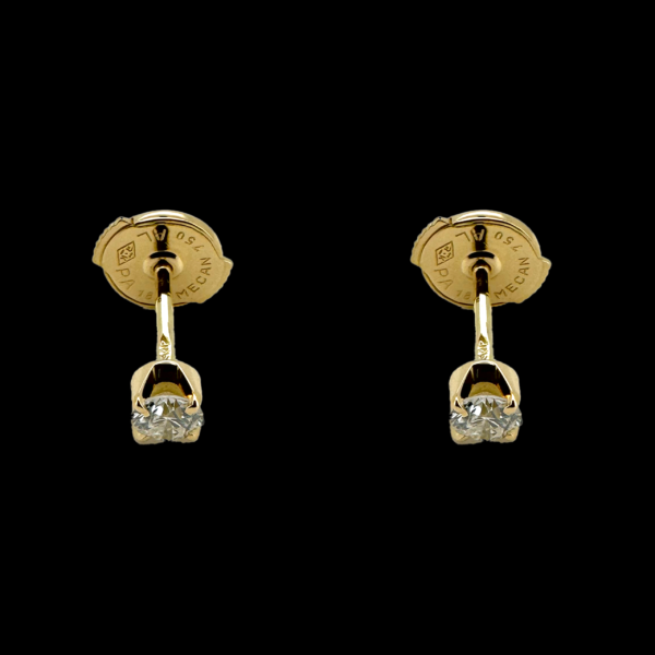 BOUCLES D'OREILLES CLOUS EN OR JAUNE 750 DIAMANTS – Image 2