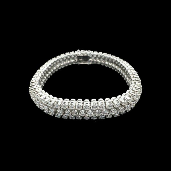 BRACELET TENNIS 3 RANGÉES OR GRIS 18 CARATS DIAMANTS