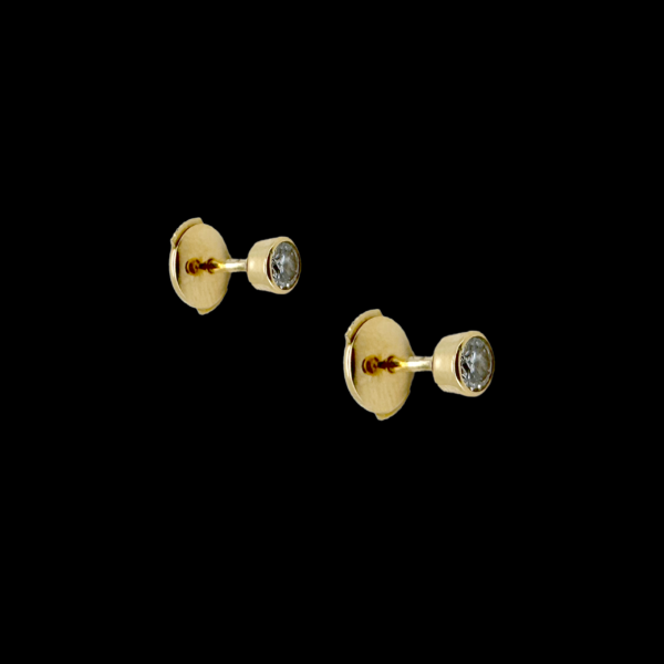 BOUCLES D'OREILLES CLOUS EN OR JAUNE 750 DIAMANTS – Image 2