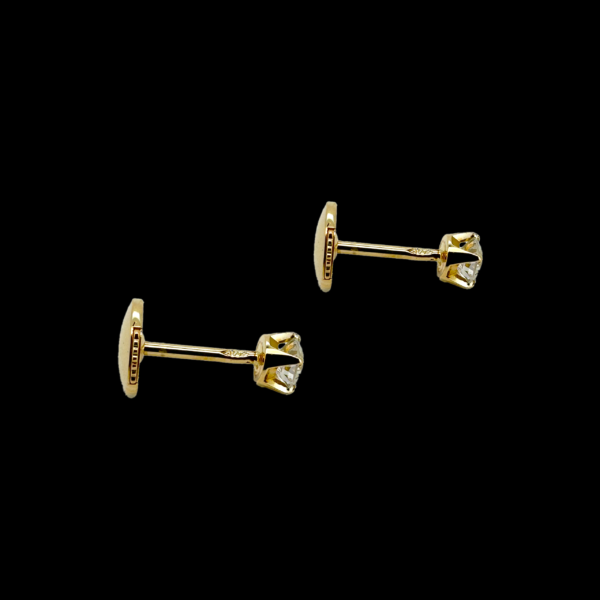 BOUCLES D'OREILLES CLOUS EN OR JAUNE 750 DIAMANTS – Image 3