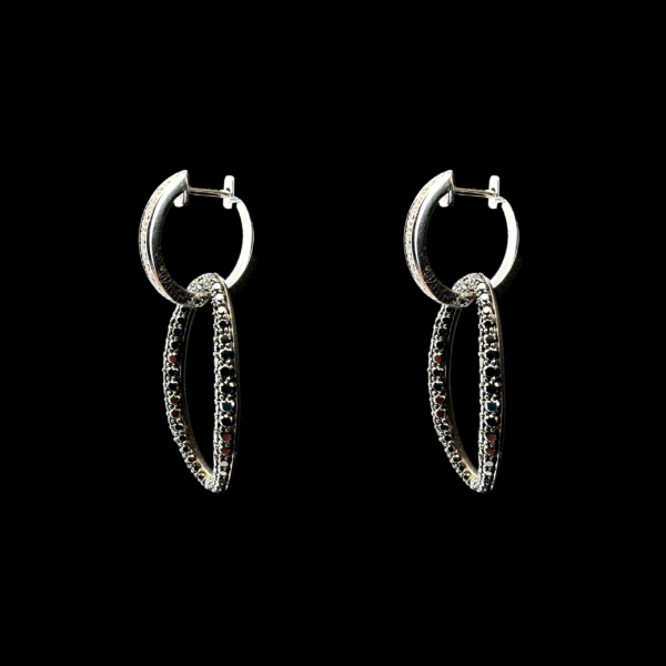 BOUCLES D'OREILLES CRÉOLES CARL BUCHERER OR GRIS DIAMANTS – Image 3