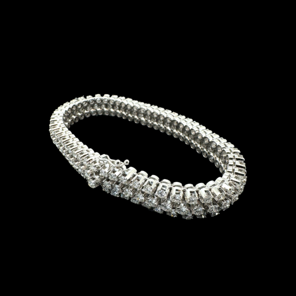 BRACELET TENNIS 3 RANGÉES OR GRIS 18 CARATS DIAMANTS – Image 2