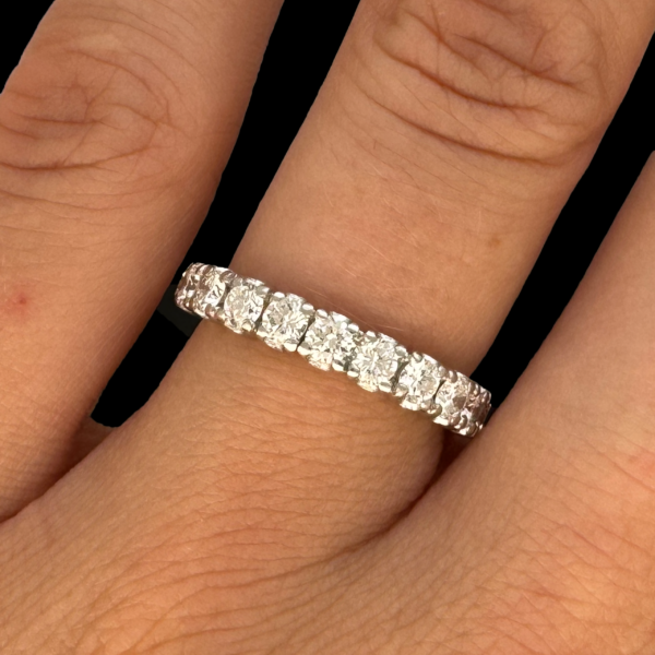 BAGUE TOUR COMPLET OR GRIS 18 CARATS DIAMANTS – Image 4
