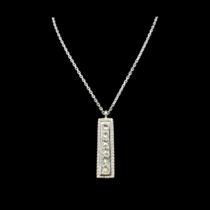 COLLIER PENDENTIF EN OR GRIS 750 DIAMANTS