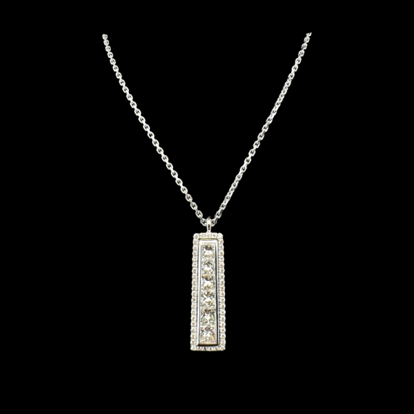 COLLIER PENDENTIF EN OR GRIS 750 DIAMANTS