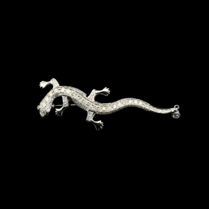 BROCHE LÉZARD PORTE-BONHEUR OR GRIS 750 DIAMANTS