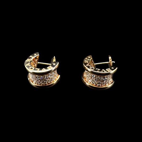 BOUCLES D'OREILLES BVLGARI B. ZERO 1 OR ROSE 750 DIAMANTS – Image 3
