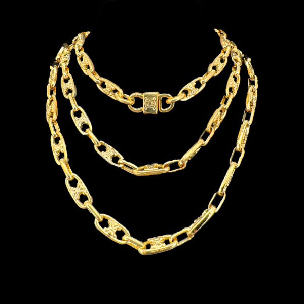 COLLIER SAUTOIR CÉLINE VINTAGE METAL DORÉ