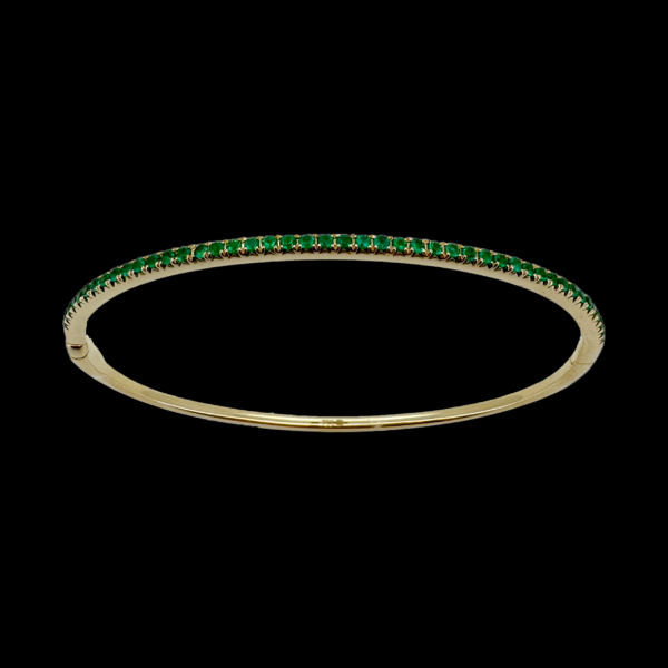 BRACELET JONC EN OR JAUNE 18 CARATS ÉMERAUDES