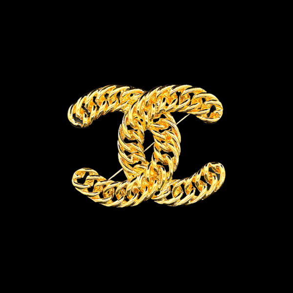 BROCHE CHANEL VINTAGE PLAQUE OR