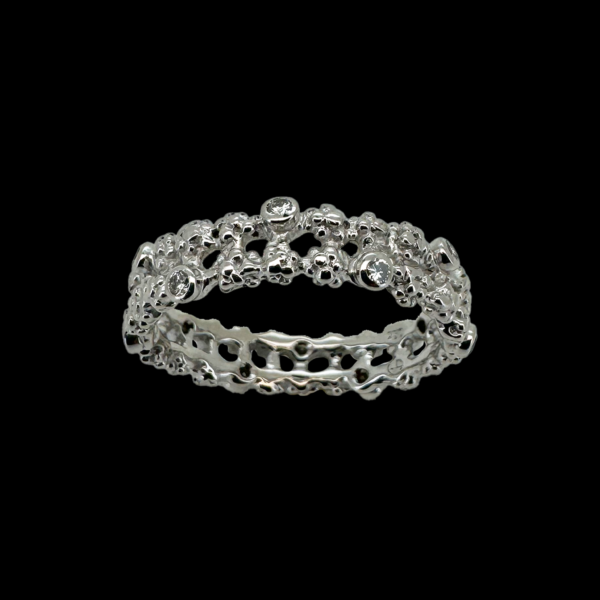 BAGUE GILBERT ALBERT OR BLANC 18 CARATS DIAMANTS