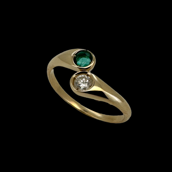 BAGUE TOI & MOI OR JAUNE 750 DIAMANT ÉMERAUDE – Image 2