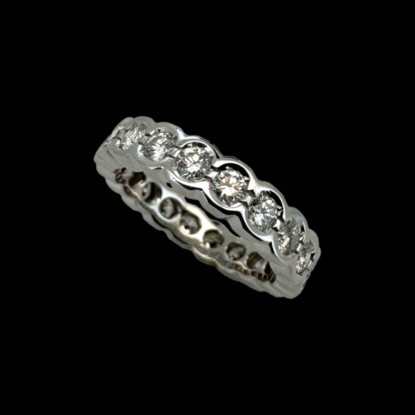 BAGUE TOUR COMPLET OR GRIS 18 CARATS DIAMANTS – Image 2