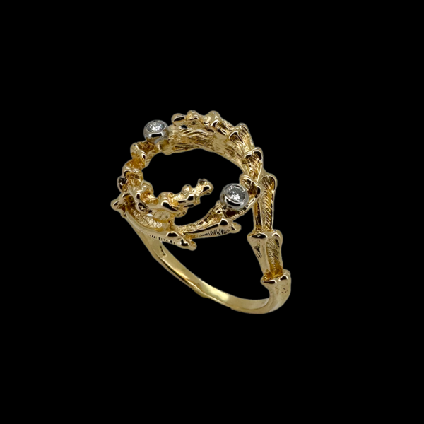 BAGUE GILBERT ALBERT OR JAUNE 18 CARATS DIAMANTS – Image 2