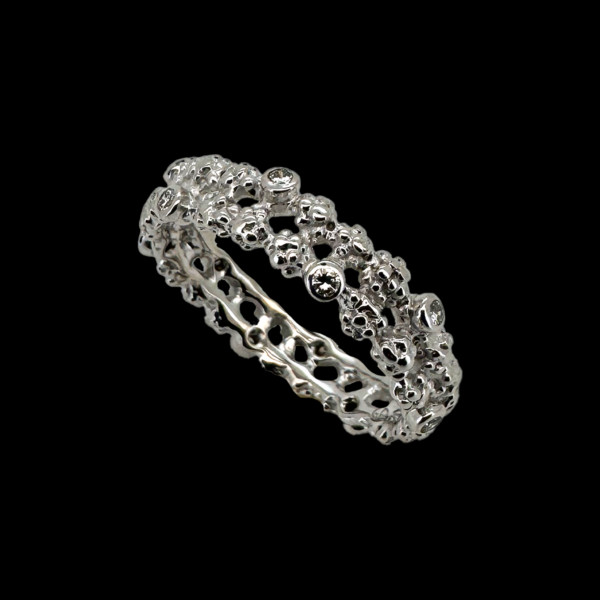 BAGUE GILBERT ALBERT OR BLANC 18 CARATS DIAMANTS – Image 2