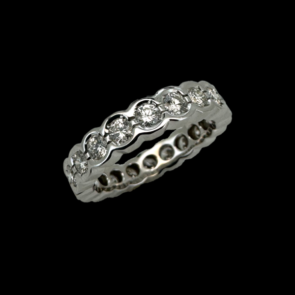 BAGUE TOUR COMPLET OR GRIS 18 CARATS DIAMANTS – Image 3