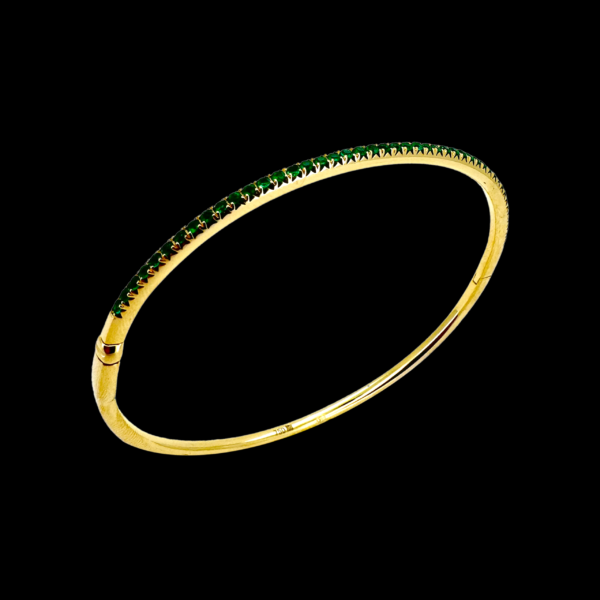 BRACELET JONC EN OR JAUNE 18 CARATS ÉMERAUDES – Image 3