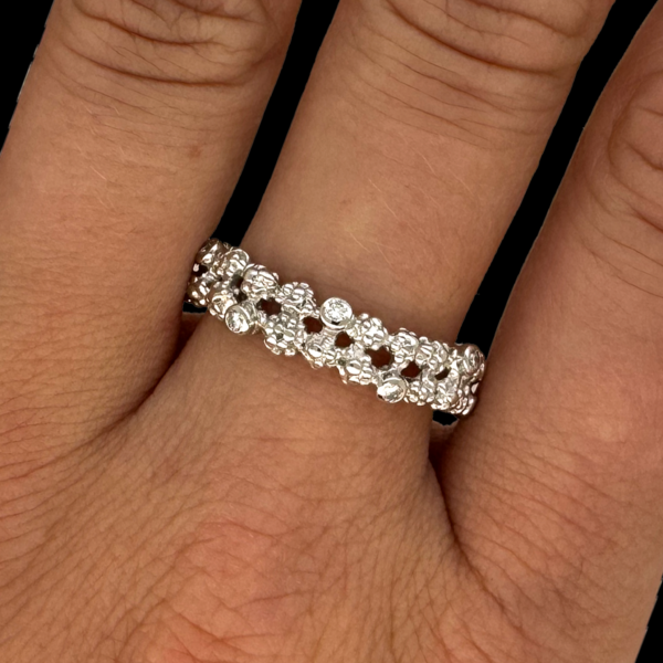 BAGUE GILBERT ALBERT OR BLANC 18 CARATS DIAMANTS – Image 4