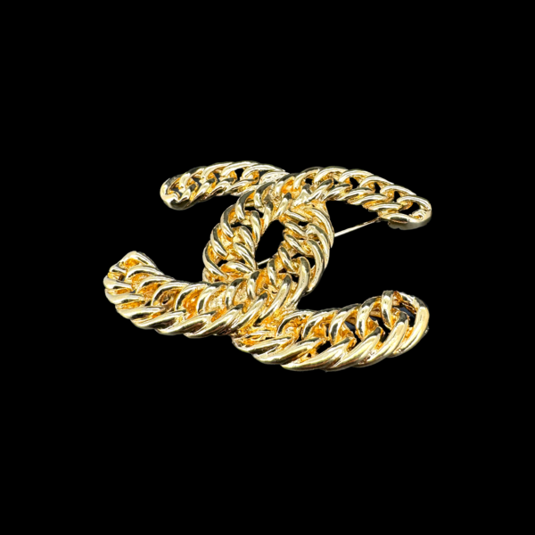 BROCHE CHANEL VINTAGE PLAQUE OR – Image 3