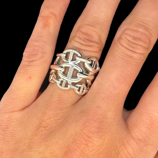 BAGUE HERMES CHAÎNE D'ANCRE ARGENT 925 – Image 4