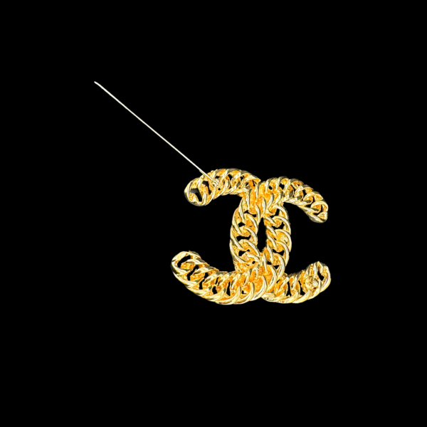 BROCHE CHANEL VINTAGE PLAQUE OR – Image 4