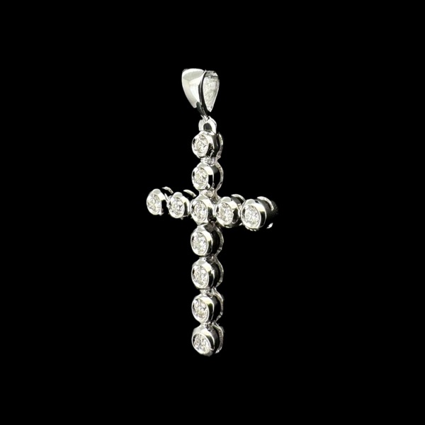 COLLIER-PENDENTIF CROIX OR GRIS 750 – Image 2