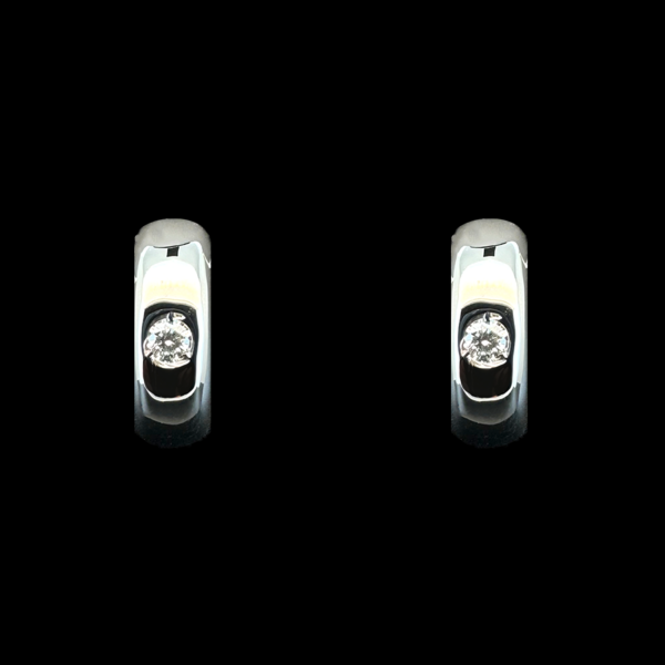 BOUCLES D'OREILLES CRÉOLES OR GRIS 750 DIAMANTS