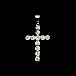 COLLIER-PENDENTIF CROIX OR GRIS 750