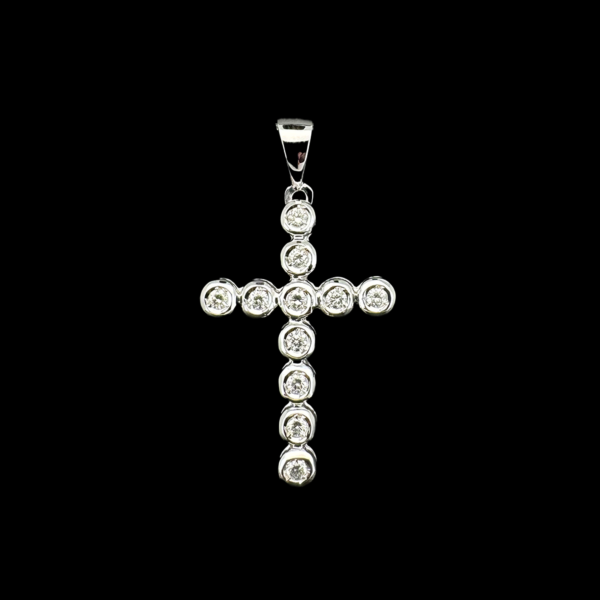 COLLIER-PENDENTIF CROIX OR GRIS 750