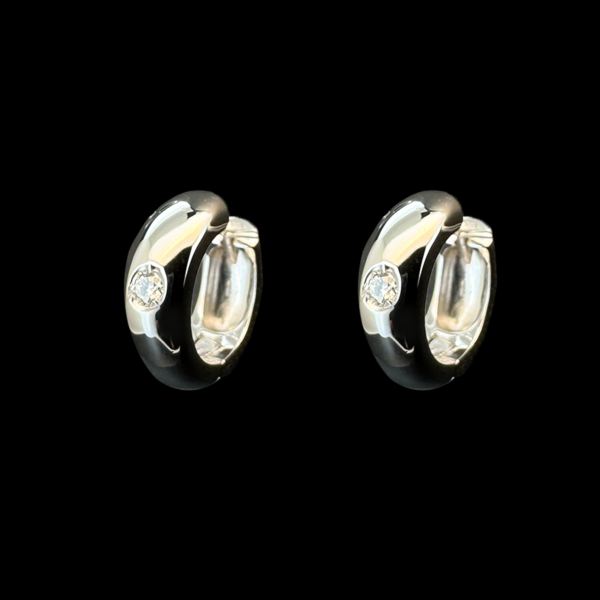 BOUCLES D'OREILLES CRÉOLES OR GRIS 750 DIAMANTS – Image 2