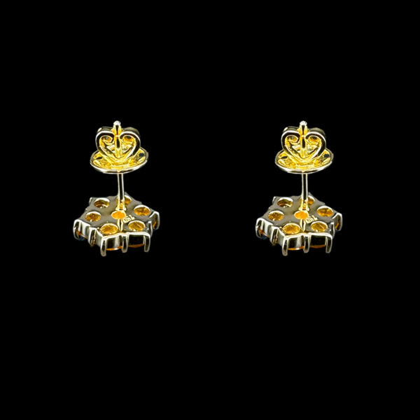 BOUCLES D'OREILLES MARGUERITE OR  JAUNE 750 CITRINES DIAMANTS – Image 3
