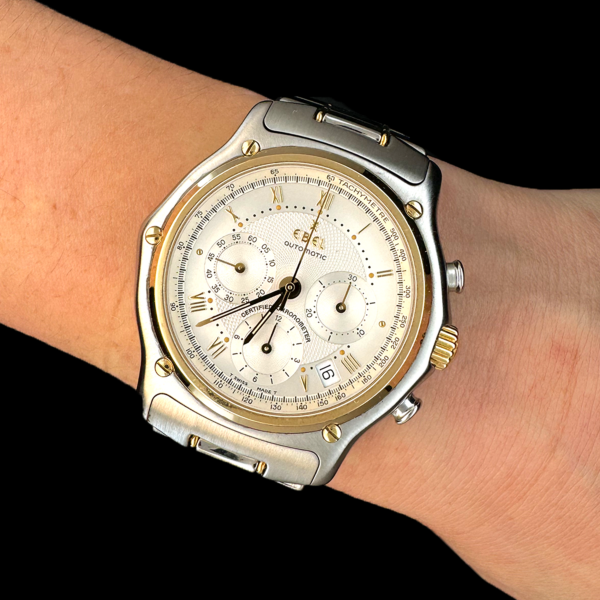 MONTRE EBEL LE MODULOR CHRONOGRAPHE OR JAUNE ET ACIER – Image 4