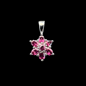 PENDENTIF MARGUERITE OR GRIS 750 RUBIS