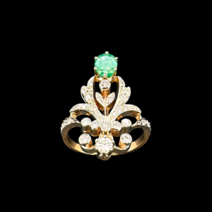 BAGUE OR JAUNE EMERAUDE DIAMANTS
