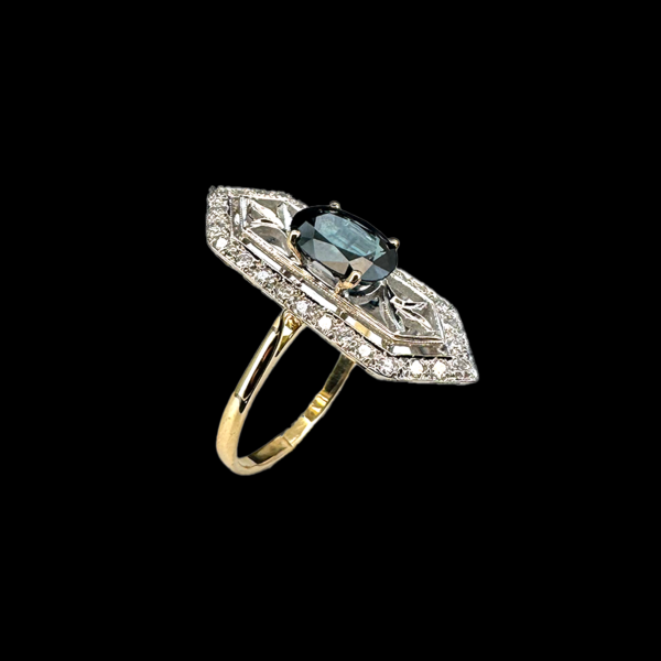 BAGUE OR JAUNE ET GRIS SAPHIR DIAMANTS – Image 2