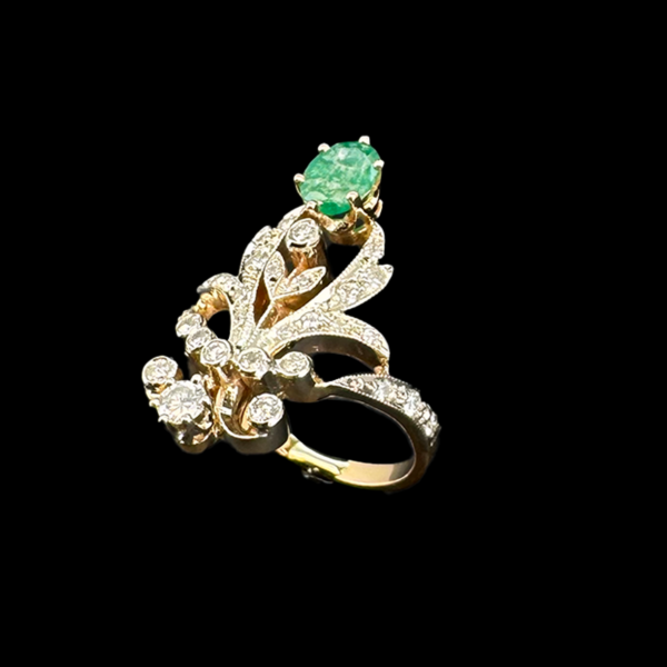 BAGUE OR JAUNE EMERAUDE DIAMANTS – Image 2