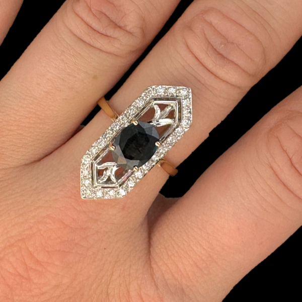 BAGUE OR JAUNE ET GRIS SAPHIR DIAMANTS – Image 3