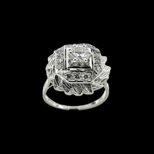 BAGUE EN OR GRIS TOURNESOL SERTIE DE DIAMANTS