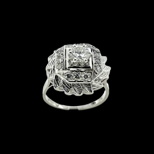 BAGUE EN OR GRIS TOURNESOL SERTIE DE DIAMANTS