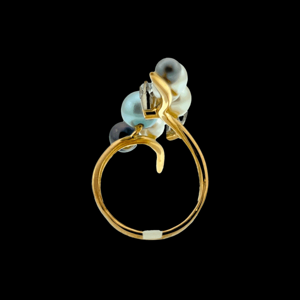 BAGUE FIL EN OR JAUNE 750 DIAMANTS ET PERLES