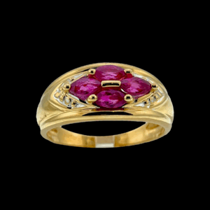 BAGUE EN OR JAUNE 750 SERTI DE RUBIS